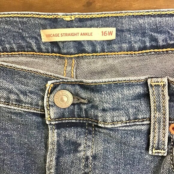Levi’s 16W Ribcage Straight Ankle Women’s Jeans High Rise Button Fly Stretch - Picture 7 of 10